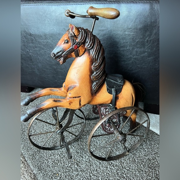 Rare Vintage Victorian 17” x15” Wood & Cast iron Horse Children’s Toy - Picture 1 of 11